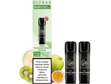37555 3 elf bar elfa nahradni cartridge 2pack kiwi passion fruit guava 20mg 2ks