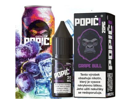 Liquid POPIČ! Salt Grape Bull 10ml - 20mg  e-liquid s nikotinovou solí, příchuť hrozny a energetický nápoj, pro POD systémy