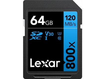 Lexar Professional 800x SDXC UHS-I cards, C10 V30 U3, R120 64GB