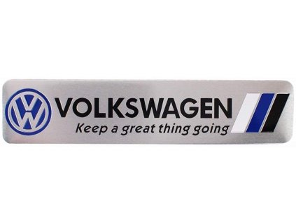 Samolepka 3D Volkswagen barva chrom/modrá/bílá/černá - vhodná na auto, motorku, na nábytek, na sešit