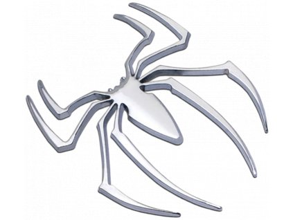 Samolepka 3D Pavouk - Spider, barva chrom - vhodná na auto, motorku, na nábytek, na sešit
