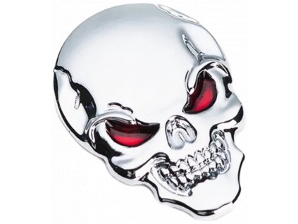 Samolepka 3D Lebka - Skull, barva chrom - vhodná na auto, motorku, na nábytek, na sešit
