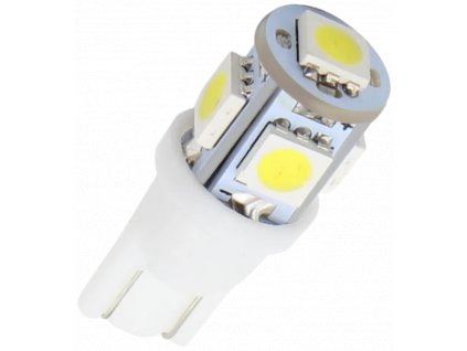 LED autožárovka T10 - 5 x LED SMD bílá barva 6000K  - bezpaticové, 1ks