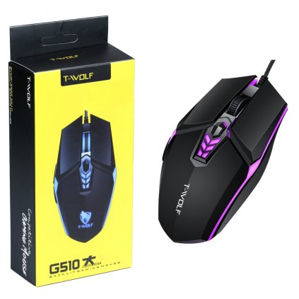 Herní počítačová USB myš, drátová, optická, RGB LED podsvícení, 800-3200 DPI, 6 tlačítek