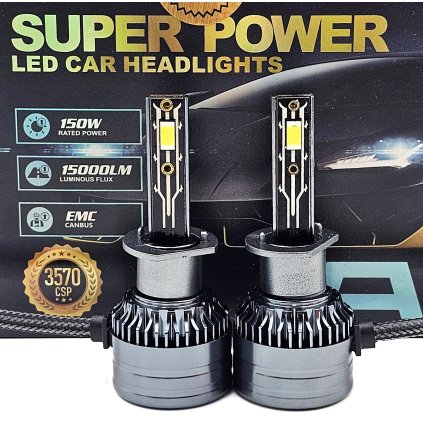 LED autožárovka H1 6000K 15000lm 2x75W, sada 2ks