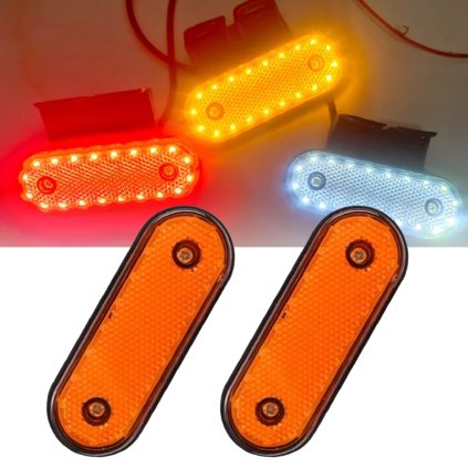 2x LED výstražné blikající poziční obrysové světlo 12/24V 20SMD, oranžové