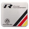 2x Samolepka 3D Volkswagen R-LINE MOTORSPORT barva chrom/červená/žlutá/černá