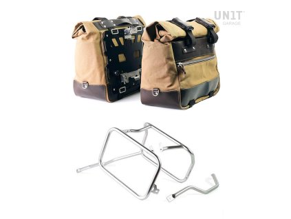 coppia borse laterali cult in canvas 40l 50l coppia piastre in alluminio telai triumph 1200 xc xe per borse in alluminio atlas 2
