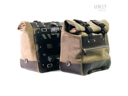 coppia borse laterali cult in crosta di cuoio 40l 50l piastra in alluminio