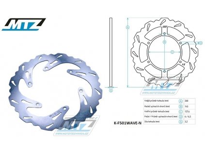 Kotúč brzdový MTZ nerezový - zubatý dizajn Wave - KTM SX+SXF+EXC+EXCF+EXCR+GS+MXC+LC4+SC+SMR+SXS+SXC+XC+XCF+XCW + Husaberg FE+FS+FX+FC+TE + Husqvarna FC+FE+TC+TE