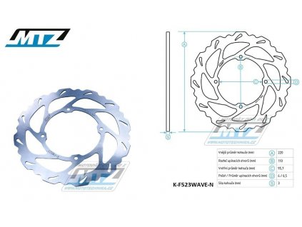 Kotúč brzdový MTZ nerezový - zubatý dizajn Wave - KTM 85SX/03-17 + 105SX/04-12