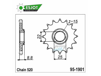 Koliesko reťazové (pastorok) 1901-12zubov ESJOT 50-32024-12S - KTM 125+150+200+250+300+360+380SX+EXC + 250+350+400+450+500+52 SMR+Freeride+Husaberg TE+FE+Husqvarna TC+TE+FC+FE+Gas-Gas MC+MCF+EC+ECF+Beta RR+Maico+Polaris