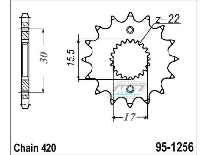 Koliesko reťazové (pastorok) 1256-15zubov MTZ - Honda CR80+CR85 / 86-07 + CRF50F / 04-26 + CRF70F / 04-12 + XR50+XR70