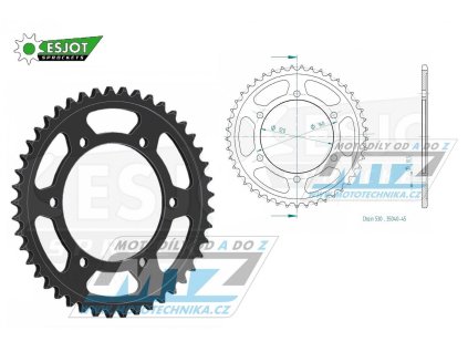 Rozeta oceľová (prevodník) 0499-45zubov ESJOT 50-35040-45 - Kawasaki VN800 + VN800 Vulcan + VN800 Classic + ZZR600 + ZXR750 + ZZR500 + Suzuki TL1000S + TL1 00RZ Hayabusa + GSXR750W SRAD