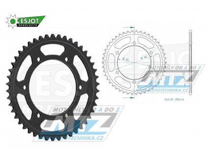Rozeta oceľová (prevodník) 0865-46zubov ESJOT 50-35004-46 - Yamaha FZ750 + FZ750 Genesis + FZR500 + FZR600 + FZX750