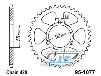 Rozeta oceľová (prevodník) 1077-47zubov MTZ - Rieju 50 Naked / 04-09 + 50 RS2 / 09 + 50 RS2 Matrix / 03-10 + 50 RS2 Pro / 09
