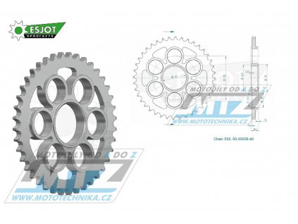 Rozeta oceľová (prevodník) 35059-40zubov ESJOT 50-35059-40 - Ducati 1200 Multistrada (S) / 11-16 + 1260 Multistrada ABS Pikes Peak / 18-20