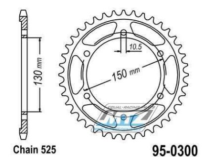 Rozeta oceľová (prevodník) 0300-43 MTZ - Yamaha TDM900+TRX850 + FZ8N+FZ8S + Honda XL600 Transalp + XL650 Transalp + XL700 Transalp + XRV650 Africa Twin