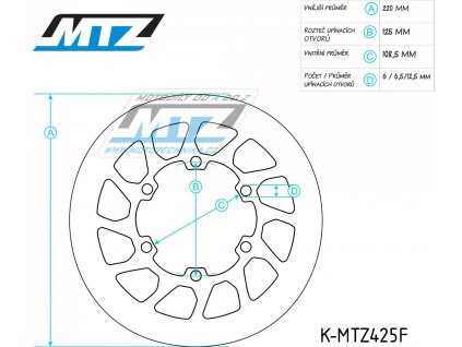 Kotúč brzdový nerezový (220/108/6D) - okrúhly dizajn - Beta MX50+RX50 + Rieju Drac50+MRX50+RR50+SMX50+RJ125+RR125+RS125 + Suzuki DR50BIG