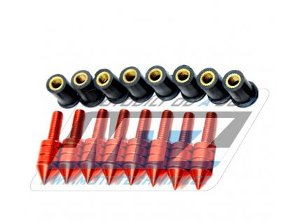 Skrutky a matice pre montáž plexi štítu M5x15mm (sada 8ks) - červené