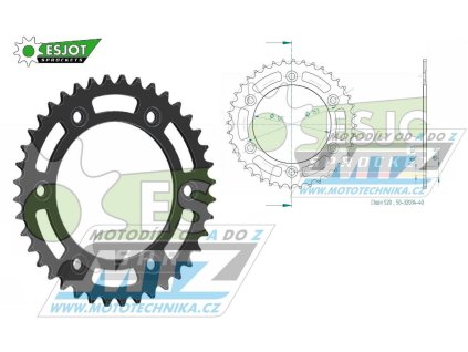 Rozeta ocelová (převodník) 0301-40zubů ESJOT 50-32034-40 - Honda CRF250L / 13-20 + CRF250 Rally + CRF300L + CRF300 Rally+CRF250M + XR250R+XR650L + XR600R / 91-00 + CRM250+CRM250R
