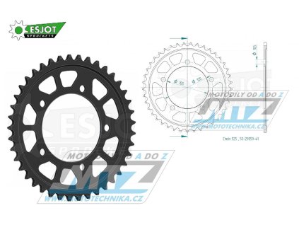 Rozeta ocelová (převodník) 0713-41zubů ESJOT 50-29059-41 - Aprilia RSV4 1000 Factory / 09-17 + RSV4 1000R / 11-15 + RSV4 1000RF / 15-20 + RSV4 1000RR / 16-20 + RSV4 1100 Racing Factory / 19-20 + 1000 Tuono V4 / 12-20