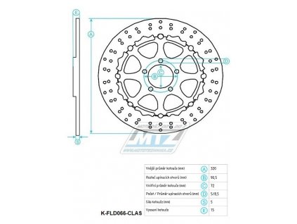 Kotúč brzdový plávajúci nerezový (320/72/5D) okrúhly dizajn - Ducati 749+821Hypermotard+848+899Panigale + 959Panigale+999Biposto+999 + 1000Monster+1100Monster+1