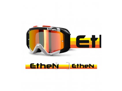 ETHEN ARES 0725 PLUMA MX okuliare čierno - biele - oranž stripes so zrkadlovým sklom TOP MODEL