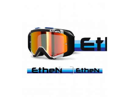 ETHEN ARES 0726 PLUMA MX okuliare čierno - biele - modré stripes so zrkadlovým sklom TOP MODEL
