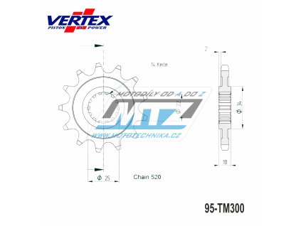 Koliesko reťazové (pastorok) TM300-13zubov VERTEX 891-4046K13 - TM MX300 + EN250 + EN300 / 95-20 + MX250F + EN250F / 01-10 + MX400F + MX450F + MX5 -20