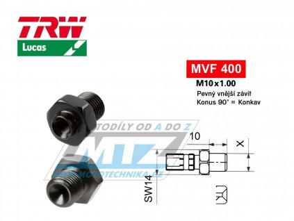 Koncovka brzdovej hadice TRW VarioFlex MVF400 (skrutkovanie vonkajší závit M10x1 pevné) - farba titán