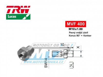 Koncovka brzdovej hadice TRW VarioFlex MVF400 (skrutkovanie vonkajší závit M10x1 pevné) - materiál nerez