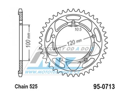 Rozeta ocelová (převodník) 0713-40zubů MTZ - Aprilia RSV4 1000 Factory / 09-17 + RSV4 1000R / 11-15 + RSV4 1000RF / 15-20 + RSV4 1000RR / 16-20 + RSV4 1100 Racing Factory / 19-20 + 1000 Tuono V4 / 12-20