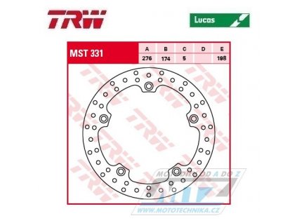 Brzdový kotúč TRW MST331 (276/174/5D) - okrúhly dizajn - BMW R850GS+R850R+R1100GS+R1100R+R1100RT+R1100S+R1150GS+R1150R+R1100RS