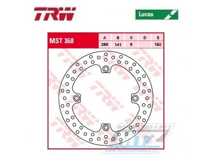 Kotúč brzdový TRW MST368 (260/141/4D) - Suzuki DL650VStrom / 04-17 + DL1000VStrom / 02-19 + DL1050VStrom / 21-23 + Kawasaki KLV1000 / 04