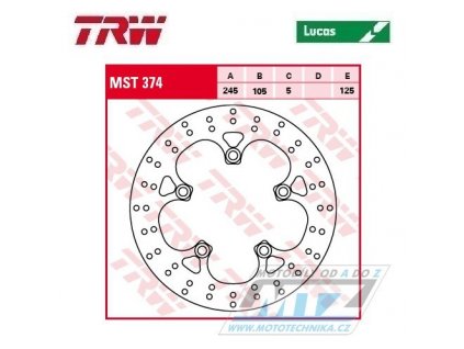 Kotúč brzdový TRW MST374 (245/105/5D) -Yamaha FZ6N+FZ6S Fazer+MT03 660+FZ1 Fazer