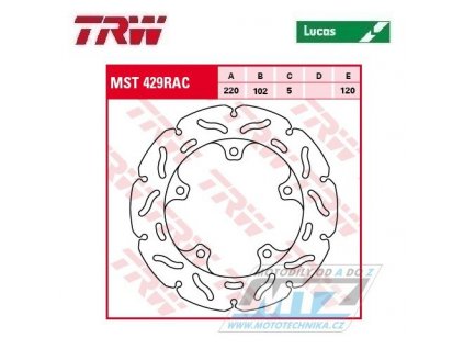 Kotúč brzdový TRW MST429RAC (220/102/5D) - zubatý design - Aprilia RSV4 + Tuono1000 V4 + Tuono1100 V4