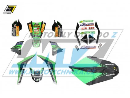 Polepy s poťahom sedla (sada polepov a poťah sedla Graphics) - Kawasaki KXF450 / 09-11 - typ polepov Replica Kawasaki Racing Team (KRT)