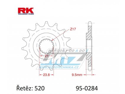 Koliesko reťazové (pastorok) 0284-14zubov RK - Honda CRF250R+CRF450R+CRF450RX+CRF450X+CR250+CR500+TRX450R+TRX450ER+TRX700XX+CRM250R