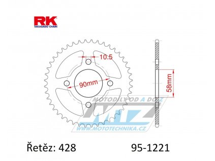 Rozeta oceľová (prevodník) 1221-42zubov RK - Honda CBR125R / 11-17 + CB125F / 15-20 + CBR125+GLR125+GTR150