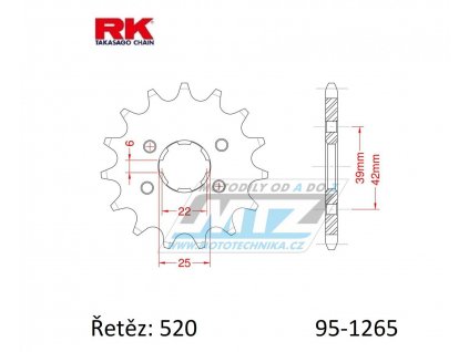 Koliesko reťazové (pastorok) 1265-14zubov RK - Honda XL250 / 76-81 + XL250 K1/K2 (USA) / 72-76