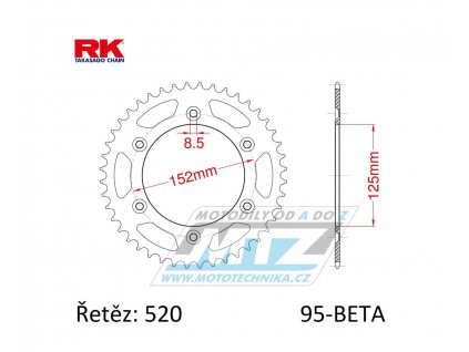 Rozeta oceľová BETA-49zubov RK - Beta RR125+RR250+RR300 / 13-21 + RR350+RR390 +RR400+RR430+RR450+RR480+RR498 + RS390+XTrainer300+XTrainer221 / 1