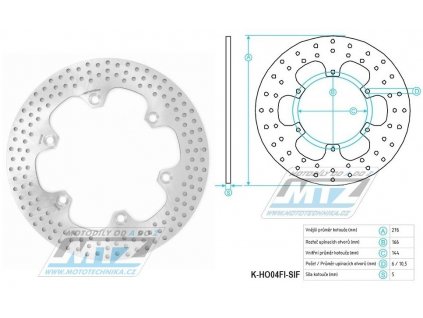 Kotúč brzdový nerezový (276/144/6D) - Honda XL600V Transalp / 87-96 + FX650 Vigor / 99-00 + SLR650 / 97-98 + XBR500 / 85-89 + XLV750R / 83-85