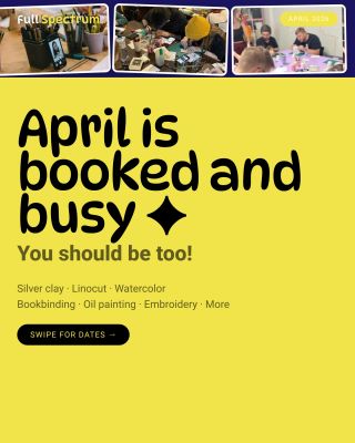 April plans: make stuff ✨ from 549 Kč Silver jewelry · linocut · watercolor · bookbinding · oil painting · illustration ·...