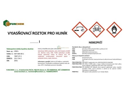 vyr 674 Etiketa Vyjasnovaci roztok pro hlinik UNI