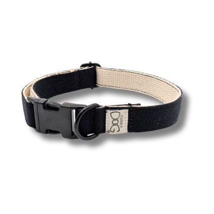 černý obojek pro psa konopný ekologické materiály 1