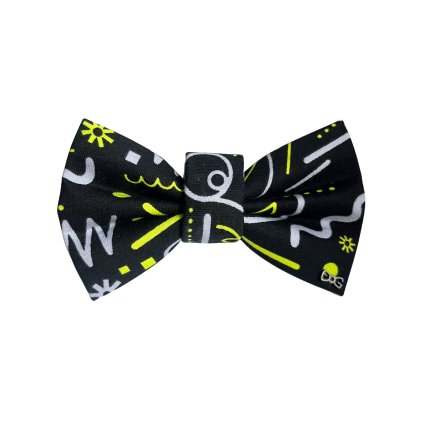 černý motýlek pro psa se vzorem funky dog 3