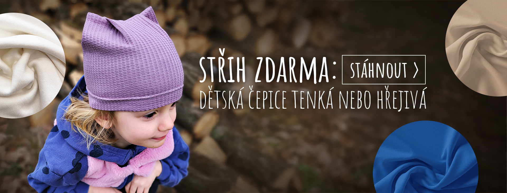 Střih zdarma na dětskou čepičku tenkou nebo hřejivou