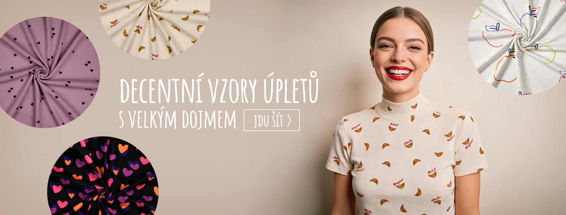 Decentní vzory potištěných úpletů s velkým dojmem