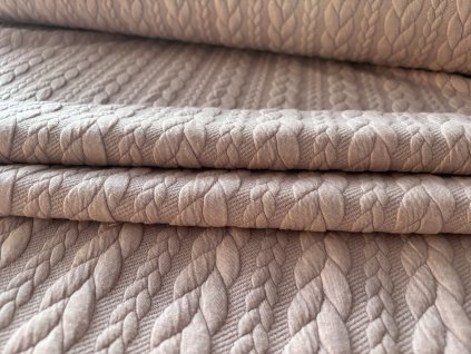 Teplákovina s copánky – STARORŮŽOVÁ BÉŽOVÁ melír